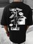 Japon Kamera Göz Detay Baskılı Oversize Bisiklet Yaka Yazlık Pamuk T-Shirt 1