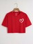 Çocuk Kalp Baskılı Oversize Crop T-Shirt 1