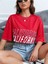 Kadın California Baskılı Oversize Crop T-Shirt 1