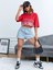 Kadın California Baskılı Oversize Crop T-Shirt 2