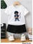 Beyaz Bisiklet Yaka Teddy Novibe Baskılı Oversize T-Shirt 1