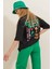 Kadın Bisiklet Yaka Önü ve Arkası Flok Baskılı Oversize T-Shirt 1