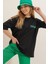 Kadın Bisiklet Yaka Önü ve Arkası Flok Baskılı Oversize T-Shirt 2