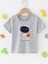 Patates Astronot Baskılı Oversize Bisiklet Yaka Pamuklu Çocuk T-Shirt 1