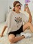 Büyük Beden El Çiçek Buketi Baskılı Oversize Bisiklet Yaka T-Shirt 1