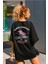 Büyük Beden Kadın Siyah Oversize California Baskılı T-Shirt 2