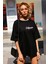 Büyük Beden Kadın Siyah Oversize California Baskılı T-Shirt 3