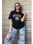 Kadın Siyah Atlanta Baskılı Oversize T-Shirt 3