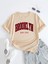 Büyük Beden Bej Brooklyn New York Kırmızı Baskılı Oversize Unisex Pamuklu T-Shirt 1