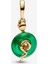 Yılan Figürlü Yeşil Murano Camı Sallantılı Charm 14 Ayar Altın Kaplama 2