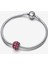 Işıltılı Pavé Yuvarlak Pembe Charm 925 Ayar Gümüş 3