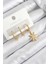 Pirinç Zirkon Taşlı Kutup Yıldızı Model Gold Renk 3 Lü Set Kadın Küpe 1