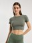 Ever Relaxed Rib Haki Kadın Crop Tişört 2