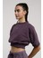 Bronx 1910 Oversize Mor Crop Kadın Kısa Kollu Sweatshirt 2