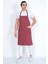 Bordo Beyaz Çizgili Unisex Aşçı Önlüğü, Gabardin Kumaş, Cepli, Boydan Tasarım 2