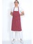 Bordo Beyaz Çizgili Unisex Aşçı Önlüğü, Gabardin Kumaş, Cepli, Boydan Tasarım 3