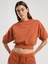 Bronx 1910 Oversize Turuncu Crop Kadın Kısa Kollu Sweatshirt 1