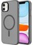 Apple iPhone 11 Kılıf Mtsc Magsafe Şarj Özellikli Buzlu Transparan C-Pro Sert Kapak-Koyu Gri 1