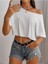 Kadın Düşük Omuz Kayık Yaka T-Shirt Crop 1