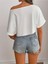 Kadın Düşük Omuz Kayık Yaka T-Shirt Crop 2