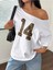 Kadın Kayık Yaka 14 Baskılı Oversize %100 Pamuk T-Shirt 2