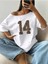 Kadın Kayık Yaka 14 Baskılı Oversize %100 Pamuk T-Shirt 3
