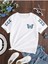 Beyaz Mavi Kelebek Butterfly Baskılı Çocuk T-Shirt 1