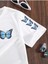 Beyaz Mavi Kelebek Butterfly Baskılı Çocuk T-Shirt 2