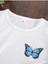 Beyaz Mavi Kelebek Butterfly Baskılı Çocuk T-Shirt 3