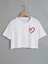 Çocuk Kalp Baskılı Oversize Crop T-Shirt 1