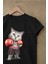 Büyük Beden Boksör Sevimli Kedi Köpekli Baskılı Oversize T-Shirt 1