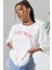 Kadın Beyaz Cool Mom Baskılı Oversize T-Shirt 1