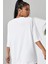 Kadın Beyaz Cool Mom Baskılı Oversize T-Shirt 2