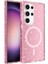 Galaxy S24 Ultra Kılıf Magsafe Şarj Özellikli Parlayan Simli Saydam Renkli Mtsc Allstar Kapak-Pembe 1