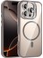 iPhone 16 Pro Kılıf Standlı ve Kamera Lens Hediyeli M-Safe Şarj Özellikli Arth Etro Kapak - Gri 1