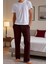 %100 Pamuk Premium Kumaş Erkek Pijama Altı Bordo Relax Fit Beli Ipli Cepli Lastikli Terletmez Esnek Rahat Kesim Nefes Alan Regular 1