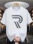 Unisex R Baskılı Oversize %100 Pamuk T-Shirt 1
