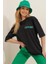 Büyük Beden Kadın Bisiklet Yaka Önü ve Arkası Flok Baskılı Oversize T-Shirt 4