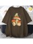 Kurbağa Mantar Baskılı Bisiklet Yaka Oversize T-Shirt 1
