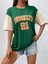 Unisex Yeşil Brooklyn 91 Baskılı Kollar Bej Oversize T-Shirt 4