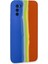 Samsung Galaxy A03S Kılıf Ebruli Lansman Silikon - Mavi-Turuncu - LORCE8100-8556 3