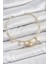 Pirinç Zirkon Taşlı Istiridye ve Deniz Yıldızı Model Gold Renk Charm Bileklik 1