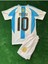 Arjantin Messi 10 Mavi Beyaz Çubuklu Çocuk Futbol Forma 2 Li Set . Forma+Şort 1