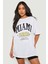 Beyaz Miami Florida United States Champions League Baskılı Oversize T-Shirt 1