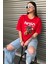 Oversize Nasa Ayıcık Baskılı Unisex Kırmızı T-Shirt 2