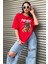 Oversize Nasa Ayıcık Baskılı Unisex Kırmızı T-Shirt 4