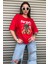 Oversize Nasa Ayıcık Baskılı Unisex Kırmızı T-Shirt 5
