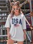 Usa Flag Baskılı Unisex Oversize Tişört 6