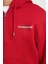 Erkek Gj Zıp Göğüs Logolu Kapüşonlu Sweatshirt - Kırmızı 4