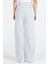 Gri Beli Lastikli Çizgili Geniş Paça Dokuma Pantolon 4098 5